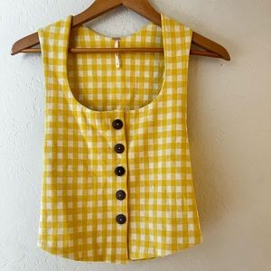 Yellow gingham Free People vest